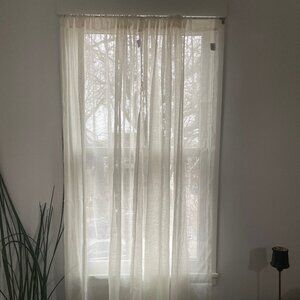 2 Woven Sheer Ivory/Oatmeal Curtains 50"W 84"L